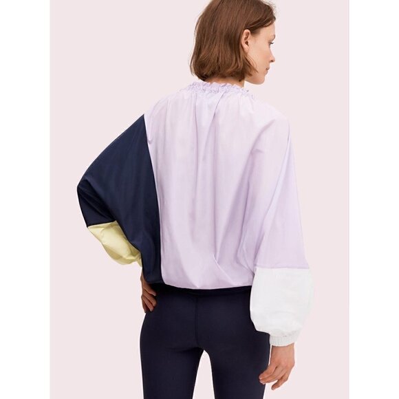 NWT Kate Spade Color Splice Zip-front Wind Jacket Purple Blue S - Picture 1 of 7